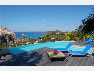 St. Barts luxury villa overlooking the ocean with gorgeous infinity edge pool and spacious sundeck