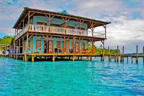 Unique Bocas Del Toro rental in Panama perched directly over the Caribbean Sea